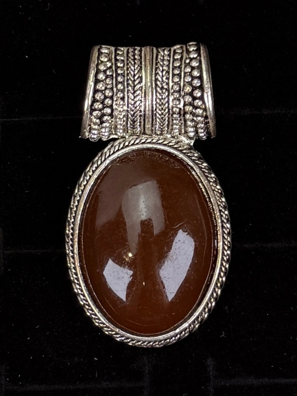 Vintage Silvertone weighted pendant + Free 16” Cord Necklce